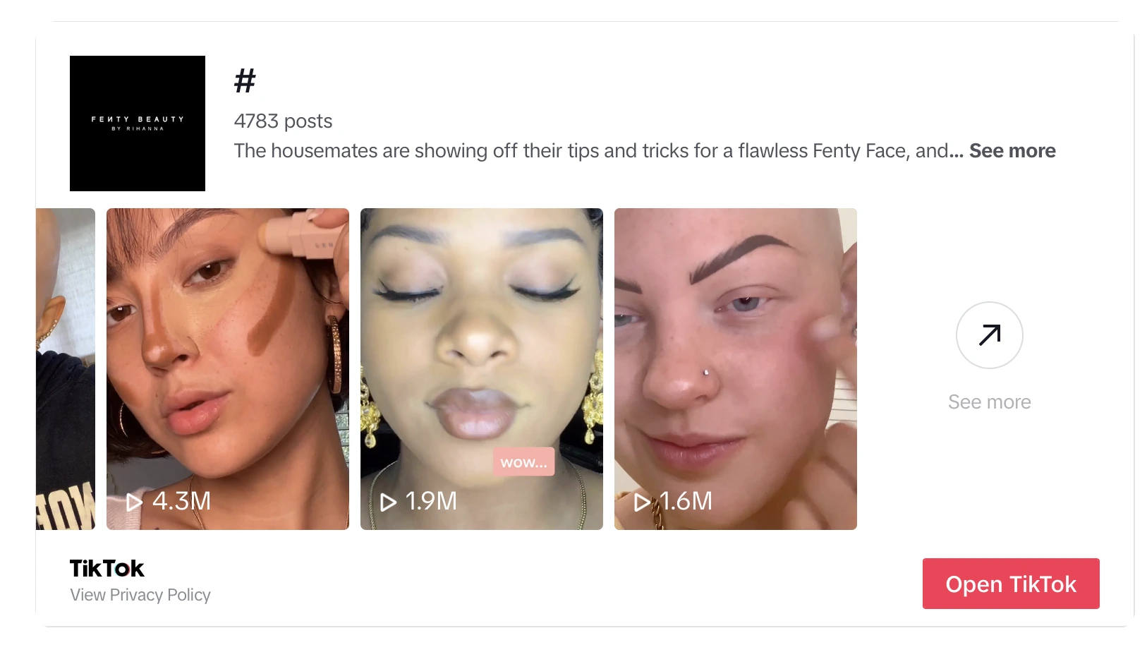 Fenty Beauty Inclusive Product Showcases